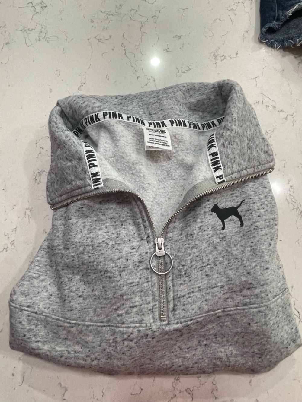 PINK Quarter-Zip Grey Pullover XS